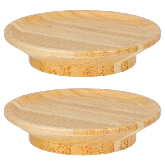 SILENRADAWN Bamboo Charcuterie Glass Topper Khaki 2Pcs 4.01X4.01X0.86in
