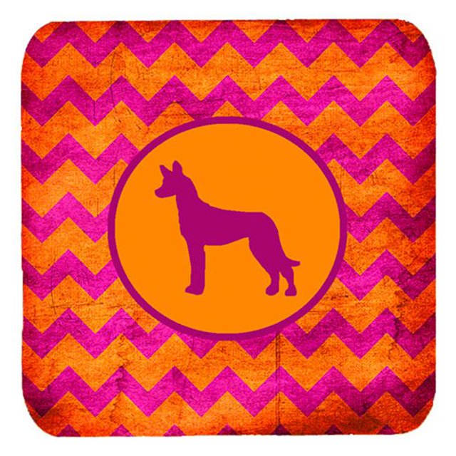 Pharaoh Hound Chevron Pink And Orange Foam Coasters, Set Of 4