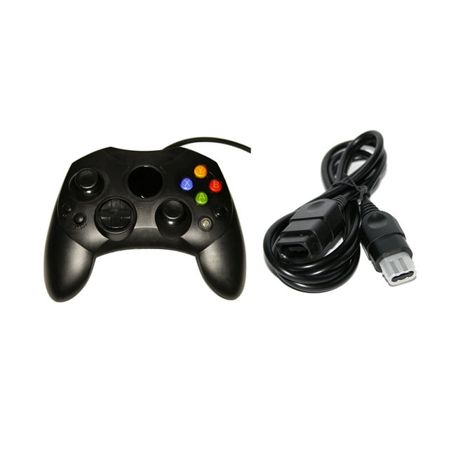 Ensemble de Manettes Originales Black XBox - Manette et Câble d'Extension - par Mars Devices