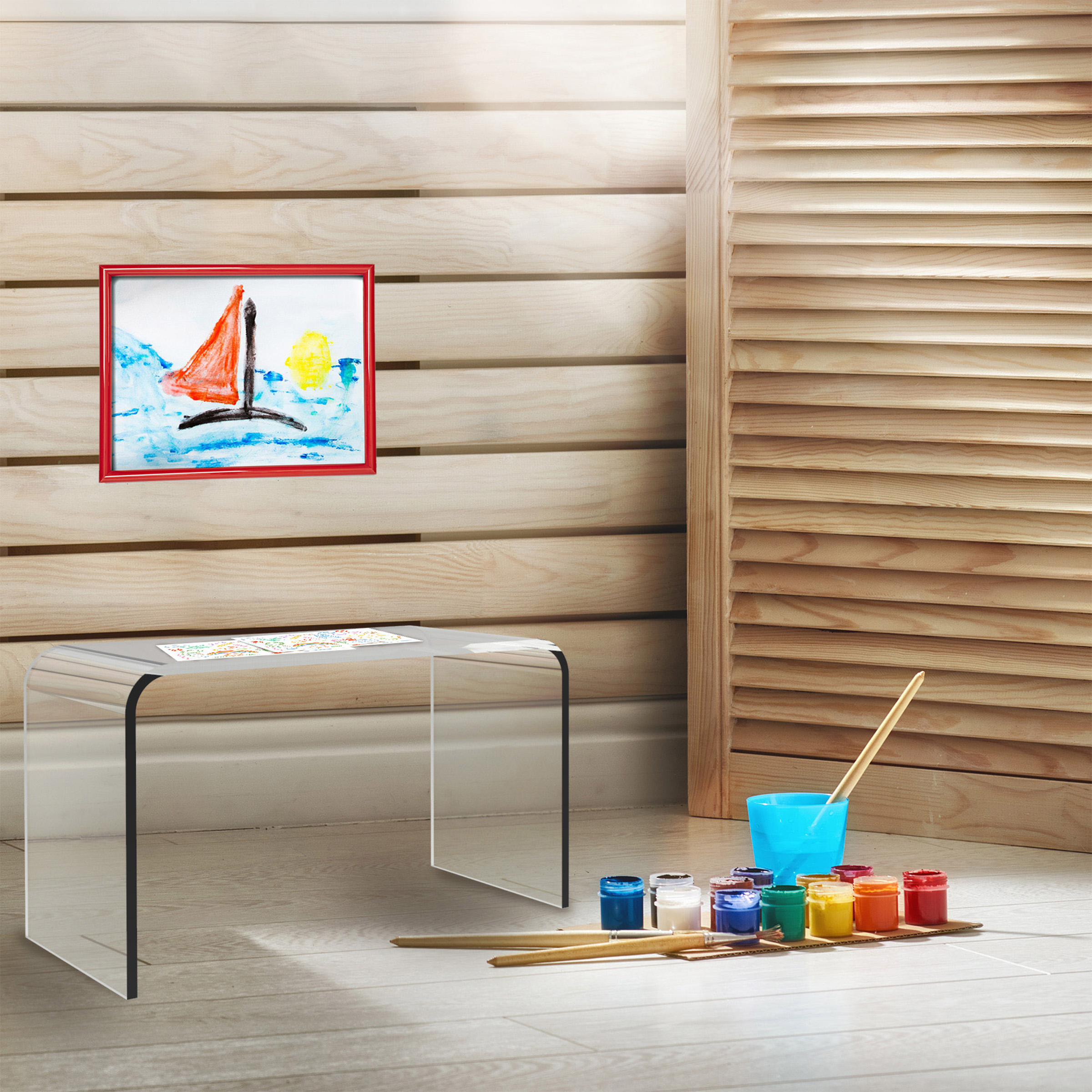 Lavish Home Acrylic Side Table, Multipurpose C Shaped End Table, Laptop Lap Desk, Modern Acrylic Furniture for Living Room, Bedroom and Office