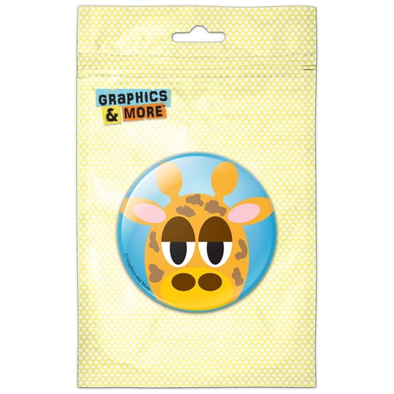 Sleepy Giraffe on Blue Pinback Button Pin Badge
