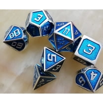 Galactic Dice Premium Dice Sets - Blue & Silver Set of 7 Dice with Tin