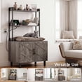 thumbnail image 4 of ROGALIS 55'' Cat Litter Box Enclosure with 2 Shelves and Charging Sockets, Wooden Cat House Hidden Litter Box Furniture, Large Indoor Cabinet for Livingroom and Entryway, Gray, 4 of 7