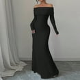 thumbnail image 2 of LWavelet Womens Off Shoulder Long Sleeve Bodycon Maxi Dress Evening Formal Party Dress Black XL, 2 of 5