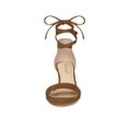 thumbnail image 6 of BLISSFUL STEP Women's Shoes Faux Suede Lace Up Open Toe Kitten Heel Cushioned Footbed Sandals  Brown 10, 6 of 7