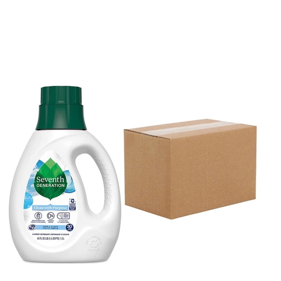 Seventh Generation natural liquid laundry detergent, fragrance free, 45 oz bottle, 6/carton