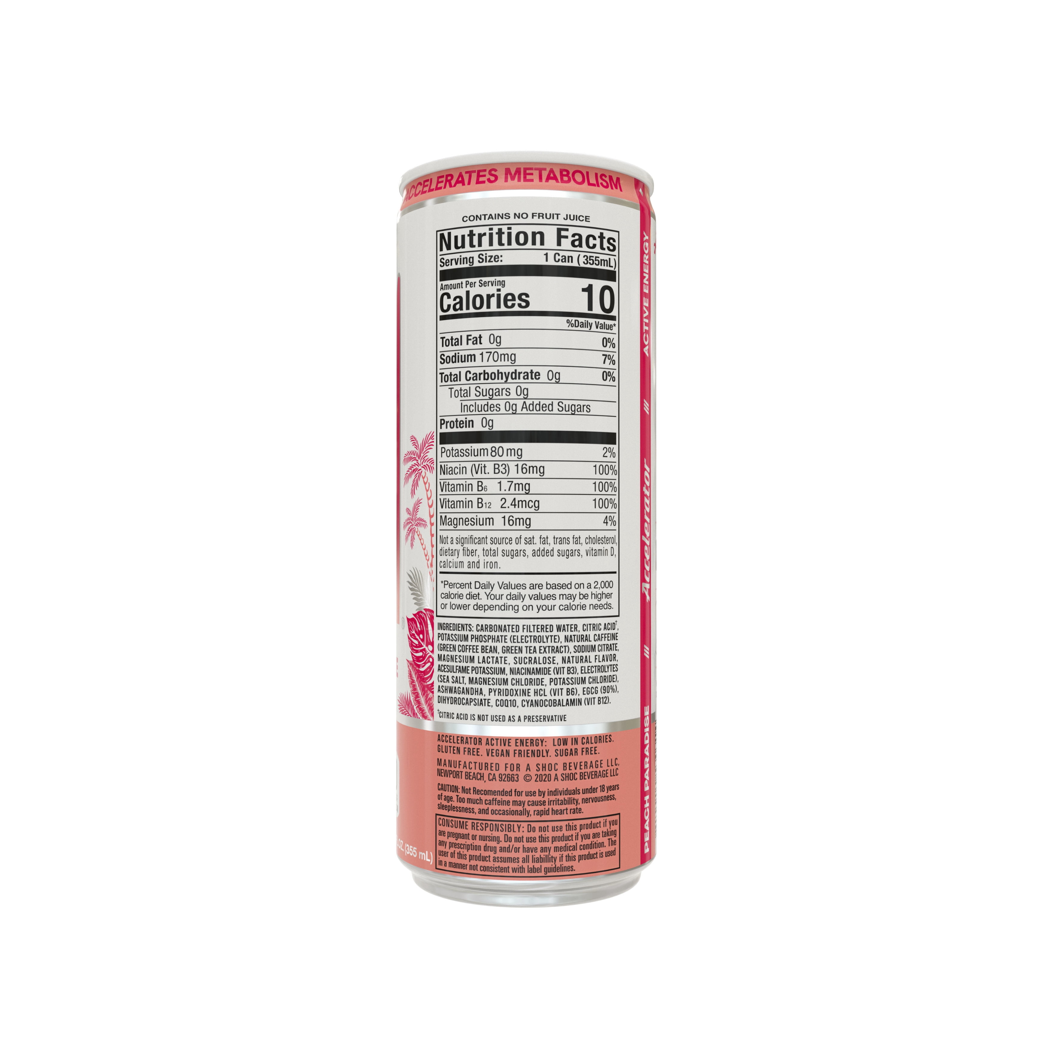 Accelerator Peach Paradise Energy Drink, 12 fl oz can