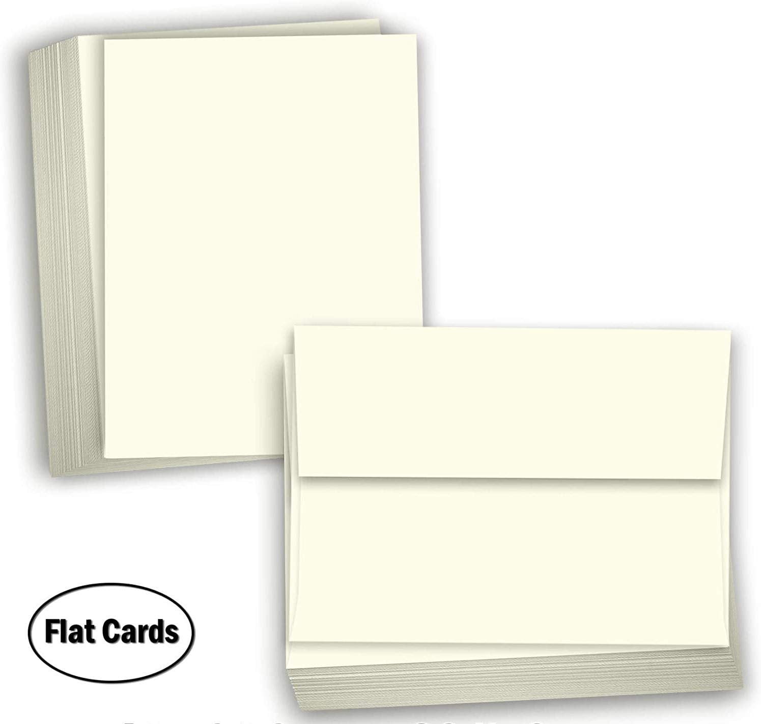 Hamilco Blank Cards and Envelopes - Flat 4.5" x 6.25" A6 Cream Cardstock Paper 80 lb Card Stock for Printer -100 Pack