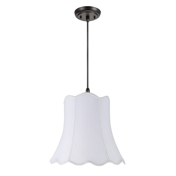 Aspen Creative 74001 Two-Light Hanging Pendant Ceiling Light with Transitional Scallop Bell Fabric Lamp Shade, White, 16" width