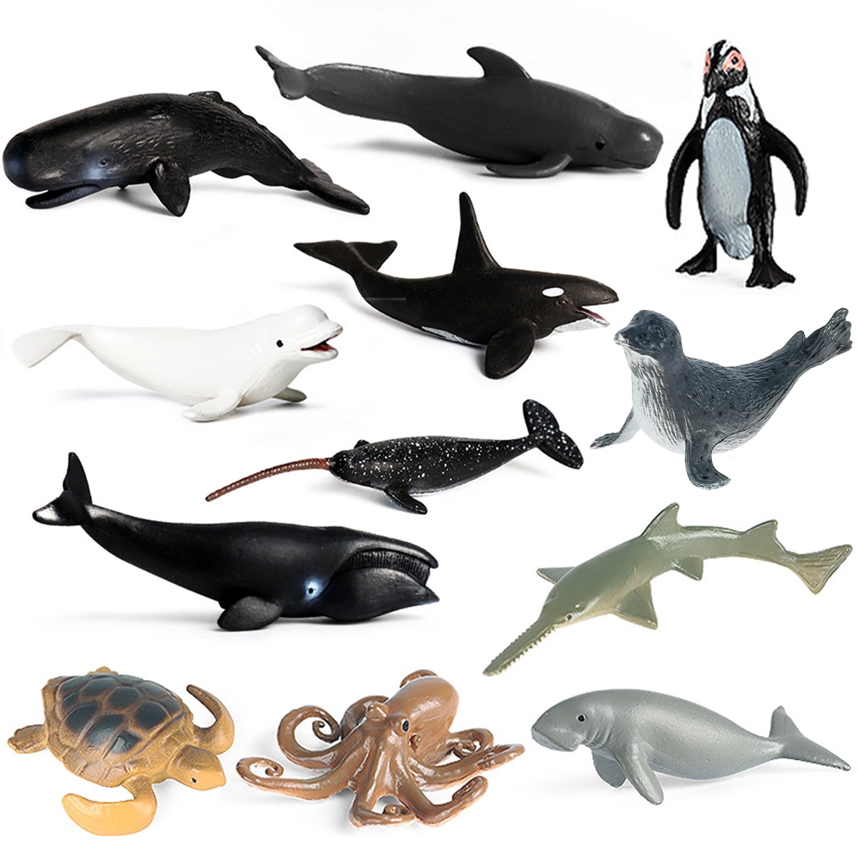 24Pcs Plastic Ocean Animals Figure Sea Creatures Model Toy Dolphin Turtle 