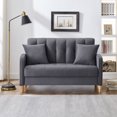 thumbnail image 2 of 52" Loveseat Sofa, Small Couch for Bedroom, Comfy Love Seat with 21in Extra Deep Seats, 2 Seats Velvet Upholstered Tufted Sofa with Wood Legs, for Small Spaces, Apartment, Grey, 2 of 9