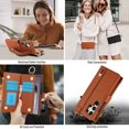 thumbnail image 4 of ELEHOLD For Samsung Galaxy S23 Ultra Phone Case Leather Crossbody Zipper Card Wallet Flip Case Kickstand Cover, with Ring Holder,Full Body Protection-Brown, 4 of 7