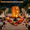 thumbnail image 5 of 14 Inch Glass Pumpkin Harvest Decoration with LED String Lights, Black Base,Autumn Themed Tabletop Decor for Fall, Thanksgiving, Halloween, 5 of 10