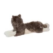 Douglas Cuddle Toys Gretta 24 DLUX Lying Grey Cat Plush Stuffed Animal Long Hair