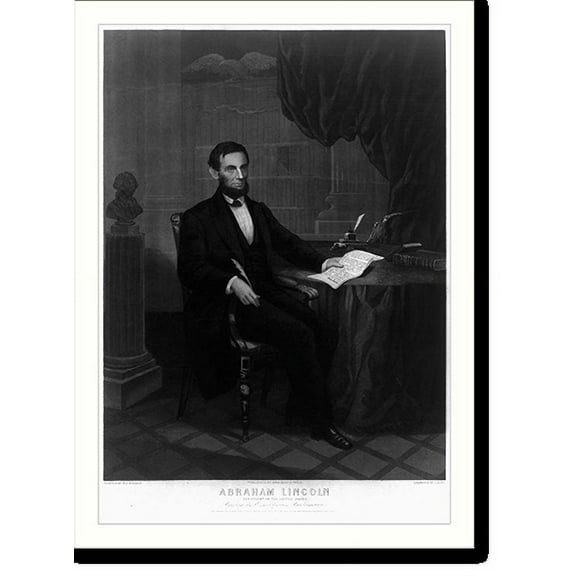 Historic Print, Abraham Lincoln. President of the United States. Signing the Emancipation Proclamation, 16" x 20"