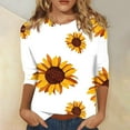 thumbnail image 2 of Birdeem Blouse pour Femmes T-Shirt Imprimé Mode Manches 3/4 Blouse Col Rond Hauts Décontractés, 2 of 12