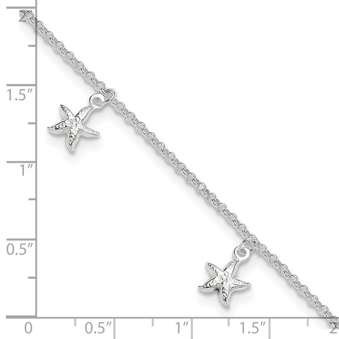 7mm 925 Sterling Silver Sea shell Nautical Starfish Dangles Plus 1 Inch Extension Anklet 10 Inch Anklet for Women