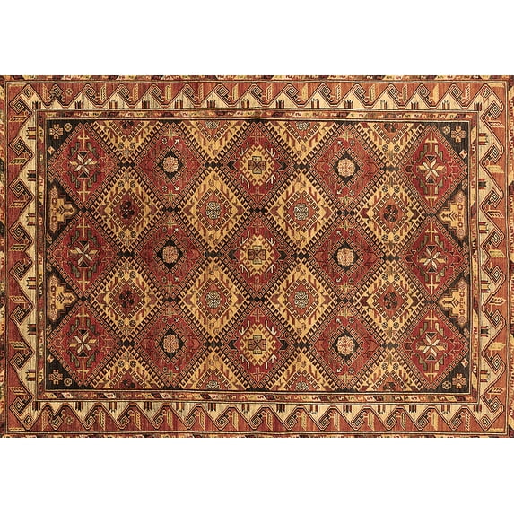 Ahgly Company Indoor Rectangle Oriental Brown Industrial Area Rugs, 5' x 7'