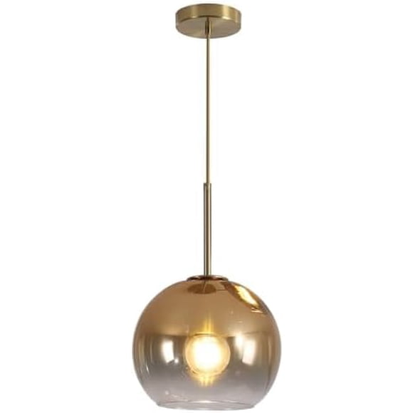 KCO Lighting Modern Gold Glass Pendant Lights Hanging Light Fixture Globe Shade Bedside Light 1-Light Ceiling Chandelier for Kitchen Island Hallway
