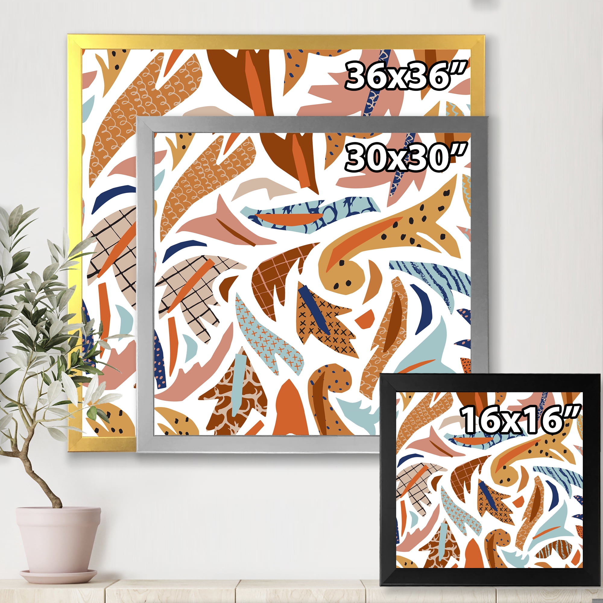 Designart 'Baroque Inspired Stylized Doodles Shapes' Bohemian & Eclectic Framed Art Print