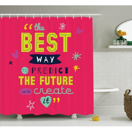 Quotes Decor Shower Curtain Set, Motivational Typography 