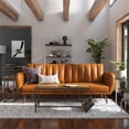 thumbnail image 6 of Bowery Hill Futon in Convertible Sofa & Couch in Camel Faux Leather, 6 of 9