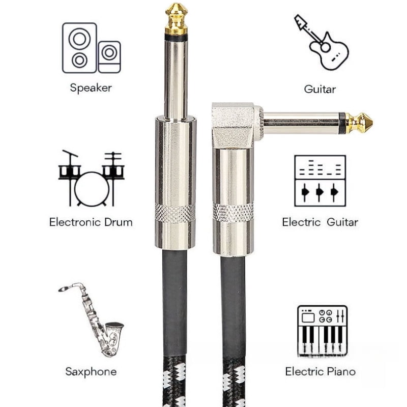 6 Pcs 10ft Guitar Cable 1/4 Inch Instrument Cable Set, Right Angle Audio Cord for Electric Guitar Bass Keyboard Amplifier, Copper Core Noise Resistant Guitar Patch Cable for Stage Studio Recording
