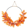 thumbnail image 3 of Fall Wreaths for Front Door, Metal Hoop Fall Wreath with Orange Leaves Red Berries, Front Door Wreaths for Summer Door Decor Fall Wedding Decor Thanksgiving Harvest Home Decor, 16.92 Inch by XSAOP, 3 of 7