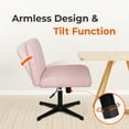 thumbnail image 7 of NEO CHAIR Criss Cross Chair No Wheels Armless&nbsp;Comfy Desk Chair Wide Vanity Makeup&nbsp;Cross Legged Office Adjustable Computer Task for Home Office Fabric (Pink), 7 of 7