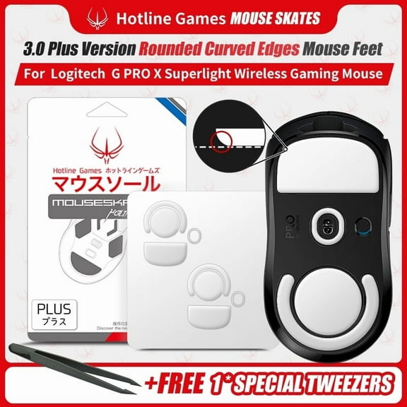 HOTLINE GAMES 3.0 PLUS Mouse Feet Skates For Logitech G PRO X Superlight Wireless Gaming Mouse, 2Sets
