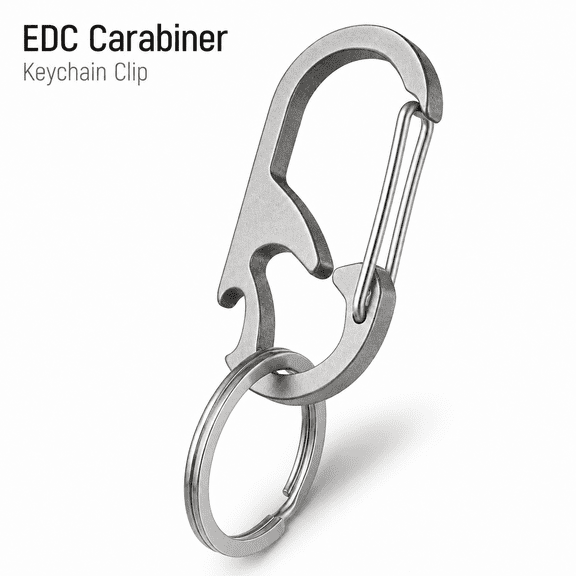 TAVENE Keychain Clip, Titanium Self-Locking Carabiner Anti-Lost Holder with Bottle Opener for Men Women