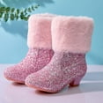 thumbnail image 2 of LYHao Girls Winter Warm Knit Boots For Little Girls — Cozy Lined Ankle Boots With Top Handle For Autumn And Winter ,Girls Boots Sizes 7 Red(13-13.5 Years), 2 of 5