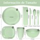 thumbnail image 2 of Juego de Vajilla para 4 Personas, Juego de Vajilla de Paja de Trigo 32 Piezas, sin BPA, Reutilizable con Cuenco, Plato, Plato Cuadrado, Cuchara, Tenedor, Tazas, Apto para Lavavajillas - Verde, 2 of 4