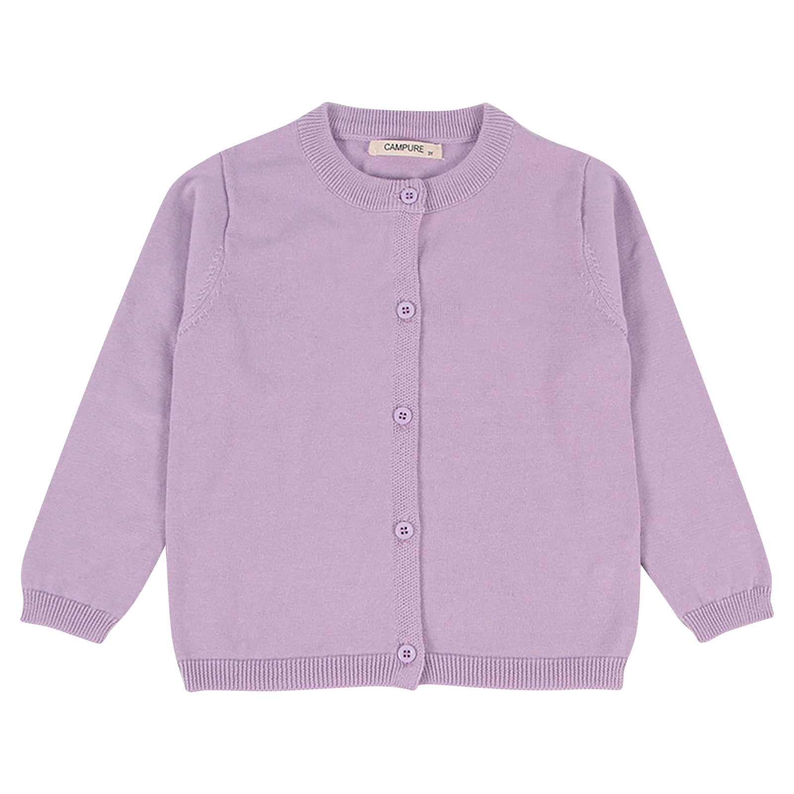 LSLJS Toddler Baby Boys Girls Cardigan Baby Button Down Basic Crew Neck Solid Color Cardigan Children s Sweater Girls Cardigans on Clearance Purple 4 5 Years Walmart