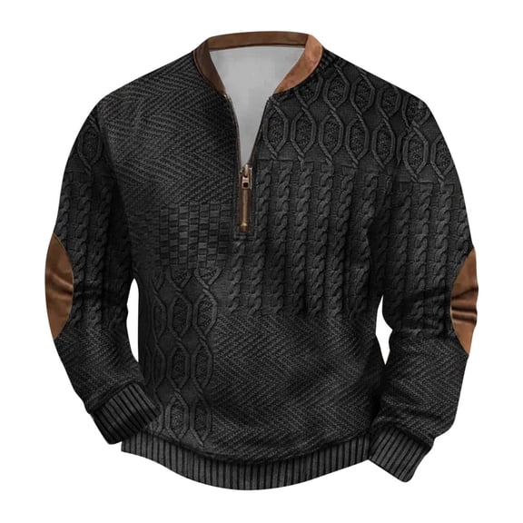 Curuila Mens Sweatshirt Half Zip Long Sleeve Graphic Print Crew Neck Pullover Sweatshirts Everyday Wear Casual Soft Pullover Tops Size L
