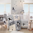 thumbnail image 2 of Juego de ropa de cama para cuna Lambs & Ivy Mickey Mouse, 4 piezas, gris, 2 of 9