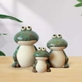 thumbnail image 6 of 3x Figurines Frog Statue Ceramic Miniature Modern Artwork Animal Sculpture Ornament for Table Bedroom Living Room Home Office Bookshelf Green, 6 of 8