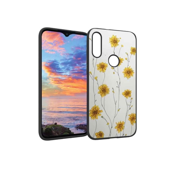 Compatible with Moto E 2020 Phone Case, Yellow-Flowers-297 Case Men Women, Flexible Silicone Shockproof Case for Moto E 2020
