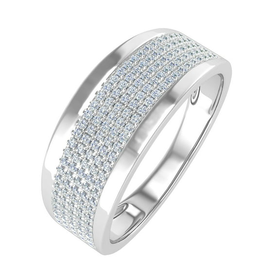 0.27 Carat Prong Set Diamond Wedding Band Ring in 10K White Gold - IGI Certified (Ring Size 10.25)