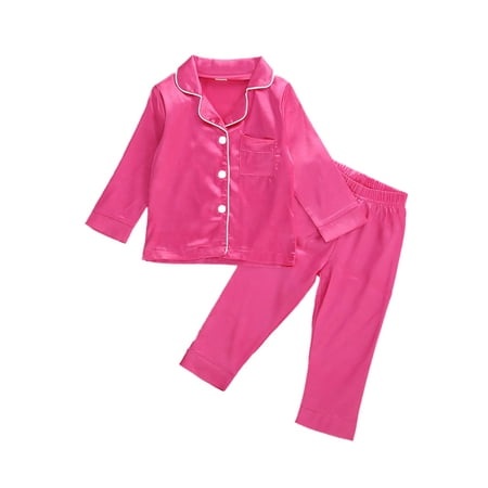 

Calsunbaby 2PCS Newborn Baby Girls Nightwear Clothes Set Lapel Top Pants 2pcs Pajamas Set Sleepwear Long Sleeve 3-4 Years