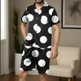 thumbnail image 2 of Stamzod Mens Short Sleeve Pajama Set Button Down 2 Piece Satin Pjs Shorts Set Print Soft Lightweight Comfy Sleepwear with Pockets, 2 of 5