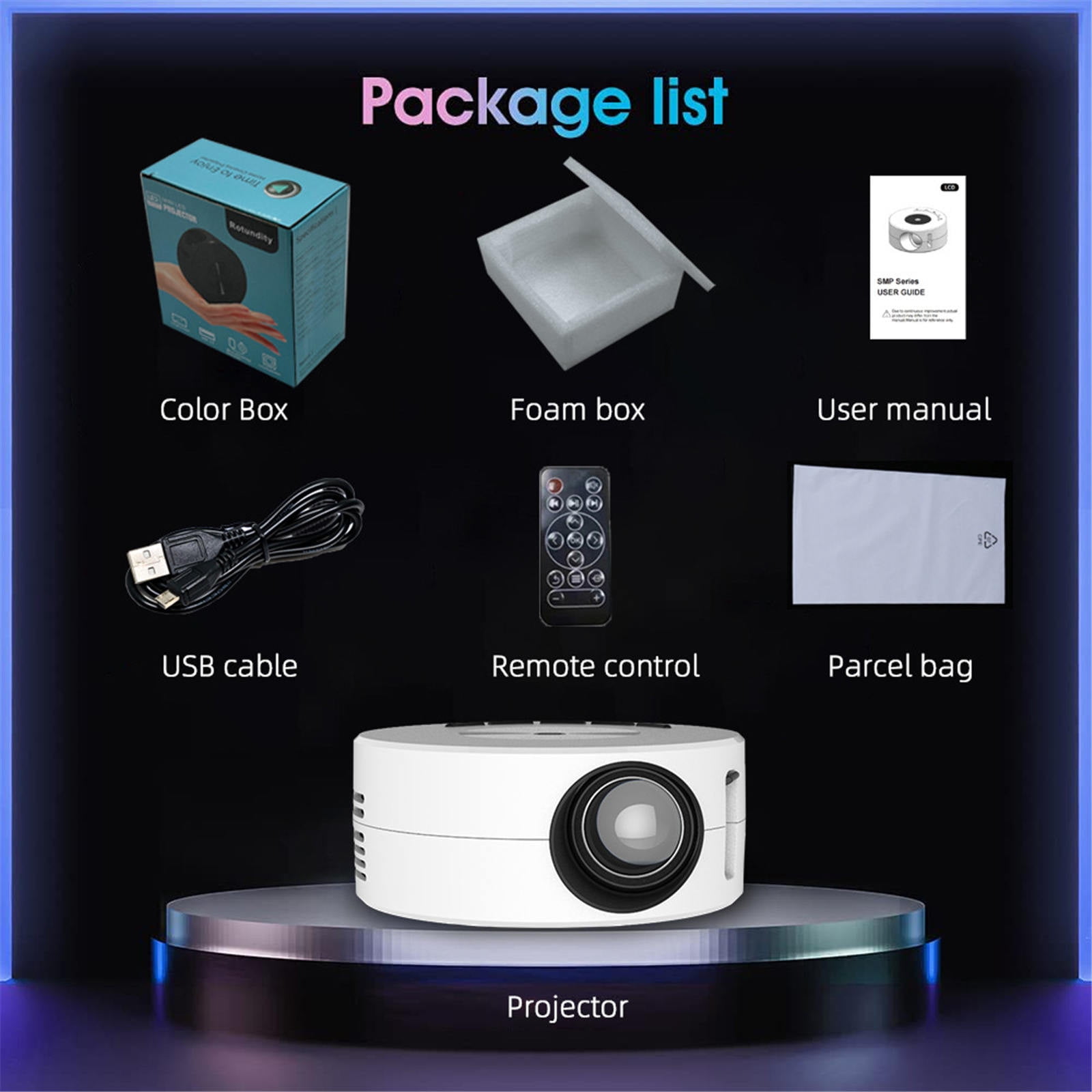 GFHFHITJ Projector with Wifi And Bluetooth, 2024 Upgrade Outdoor Projector, Mini Movie Projector Supports 1 Synchronize Smartphone Screen By Wifi/Usb Cable for Home Entertainment