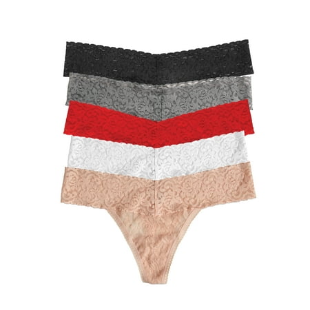 

Felina Stretchy Lace Low Rise Thong - Sexy Underwear for Women Thongs for Women Seamless Panties for Women (5-Pack) (Date Night L/XL)