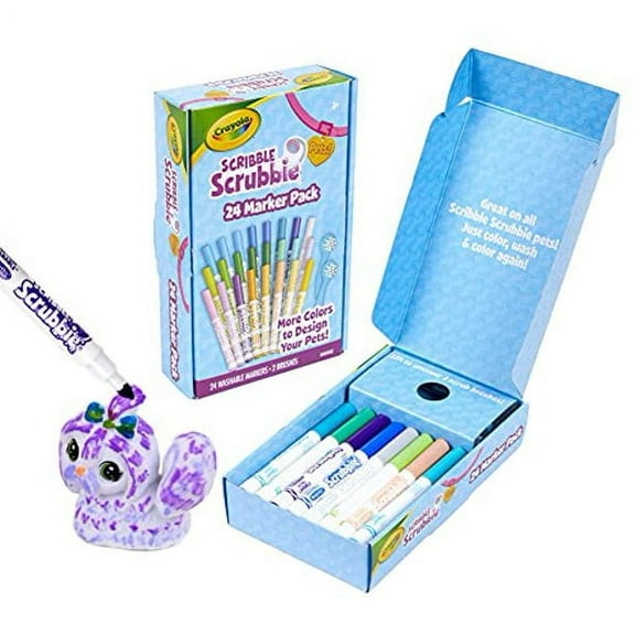 Crayola Scribble Scrubbie Pets Markers, Assorted Colors, 24 Count