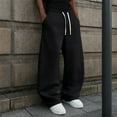 thumbnail image 6 of Baggy Sweatpants Mens Open Bottom Fleece Loose Fit Workout Athletic Hiking Jogger Sweatpants for Men with Pockets Black S, 6 of 7