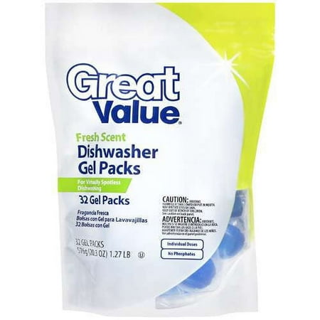 Great Value: Fresh Scent Dishwasher Gel Packs, 32 ct