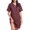 ZCRed15, variant on JIANJIA Summer Dresses For Women Solid Color V Neck Button Down Short Sleeve Pullover Comfortable Loose Casual Daily-Wear,Red,S