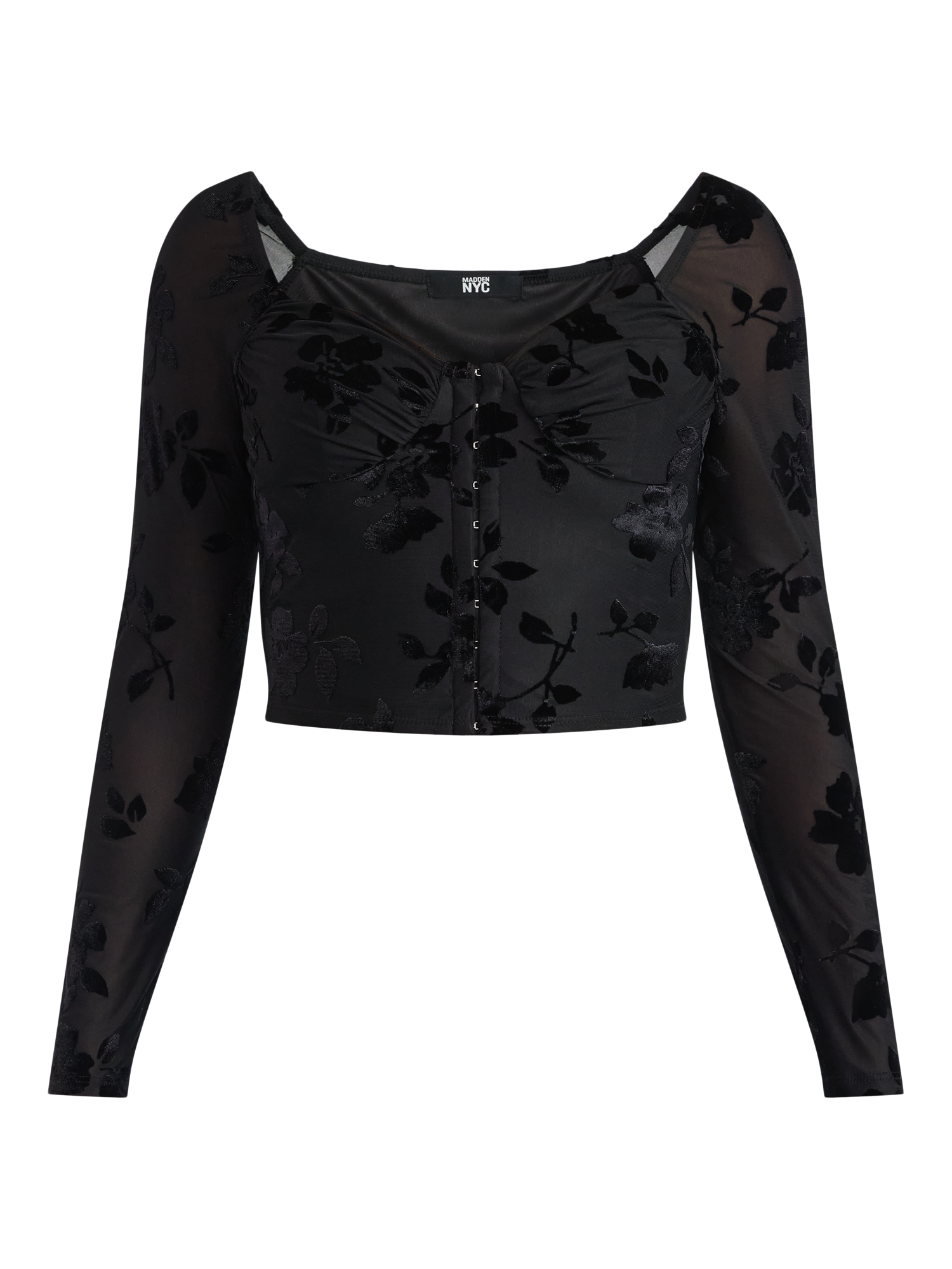 Madden NYC Women's Corset Top with Long Sleeves, Sizes XXS-XXL