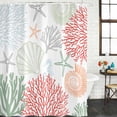 thumbnail image 3 of Red Sage Green Coastal Waterproof Fabric Shower Curtain,Summer Beach Coral Shell Starfish Waterproof Fabric Shower Curtain for Bathroom Curtains Bathtubs Shower Curtains with 12 Hooks Small 36x78in, 3 of 8
