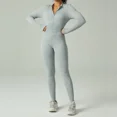 thumbnail image 4 of Mono de yoga de manga larga con cremallera informal para mujer, mono de fitness para mujer, ropa deportiva de secado rápido, conjunto deportivo negro de una pieza, 4 of 5